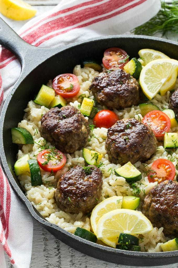One-Pot Greek Meatballs: The Whipped Feta & Rice Game Changer